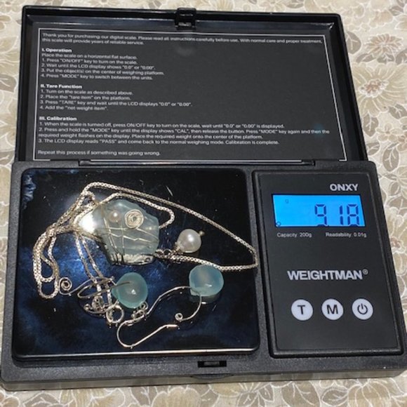 VTG Hand Made Silver Blue Bead Necklace SET - Picture 8 of 8